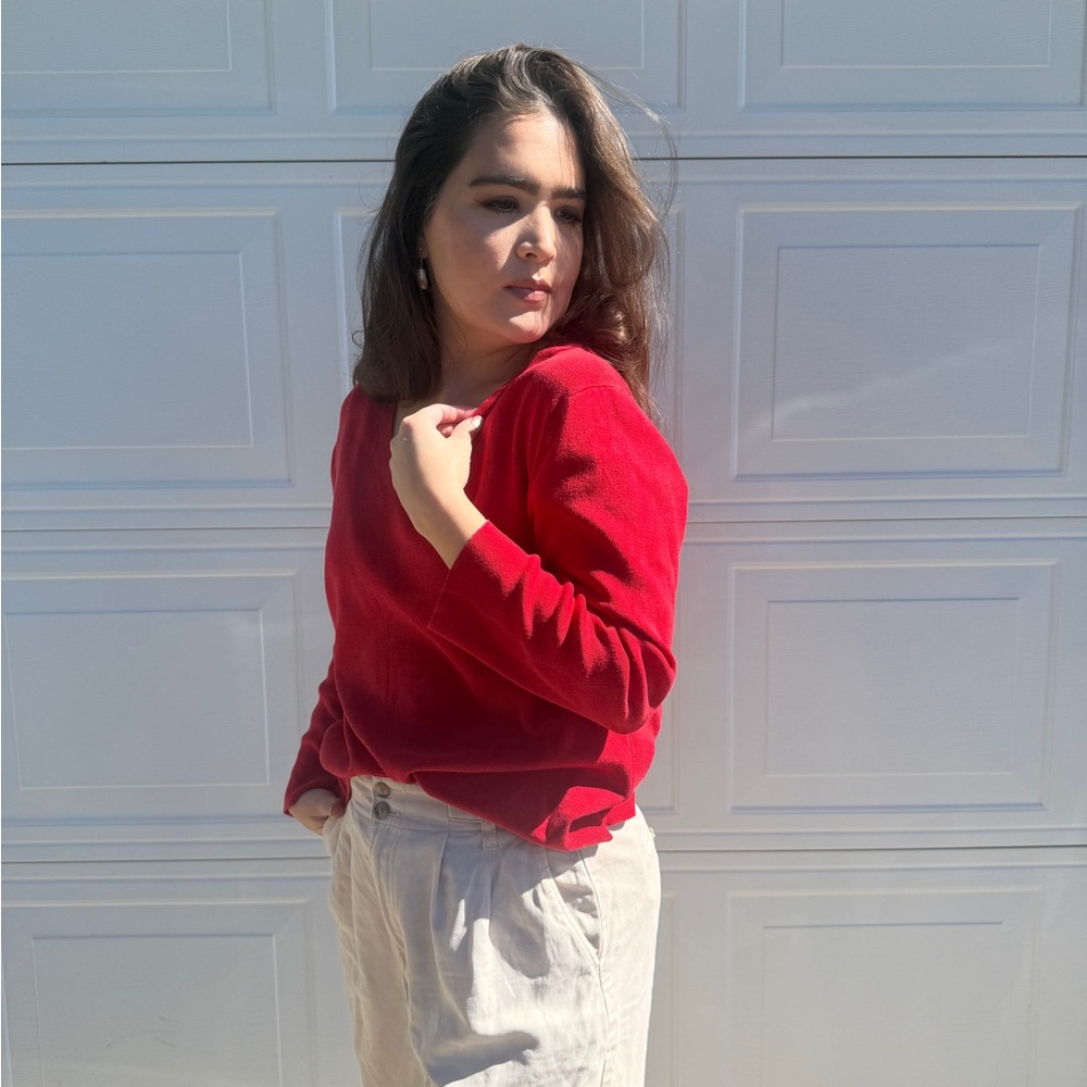 Josephine Chaus Vintage Silk Red Blouse - Picture 3 of 7